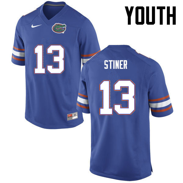 Youth Florida Gators #13 Donovan Stiner College Football Jerseys-Blue - Click Image to Close